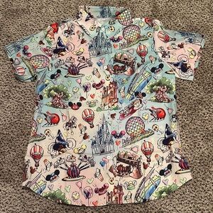 Colorful Cartoon Print Button-Up Shirt
